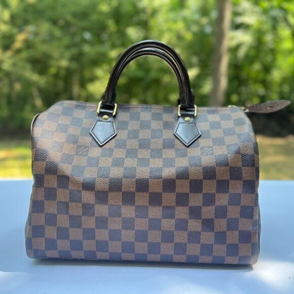 Louis Vuitton Damier Ebene Speedy 30 Top Handle Satchel Handbag